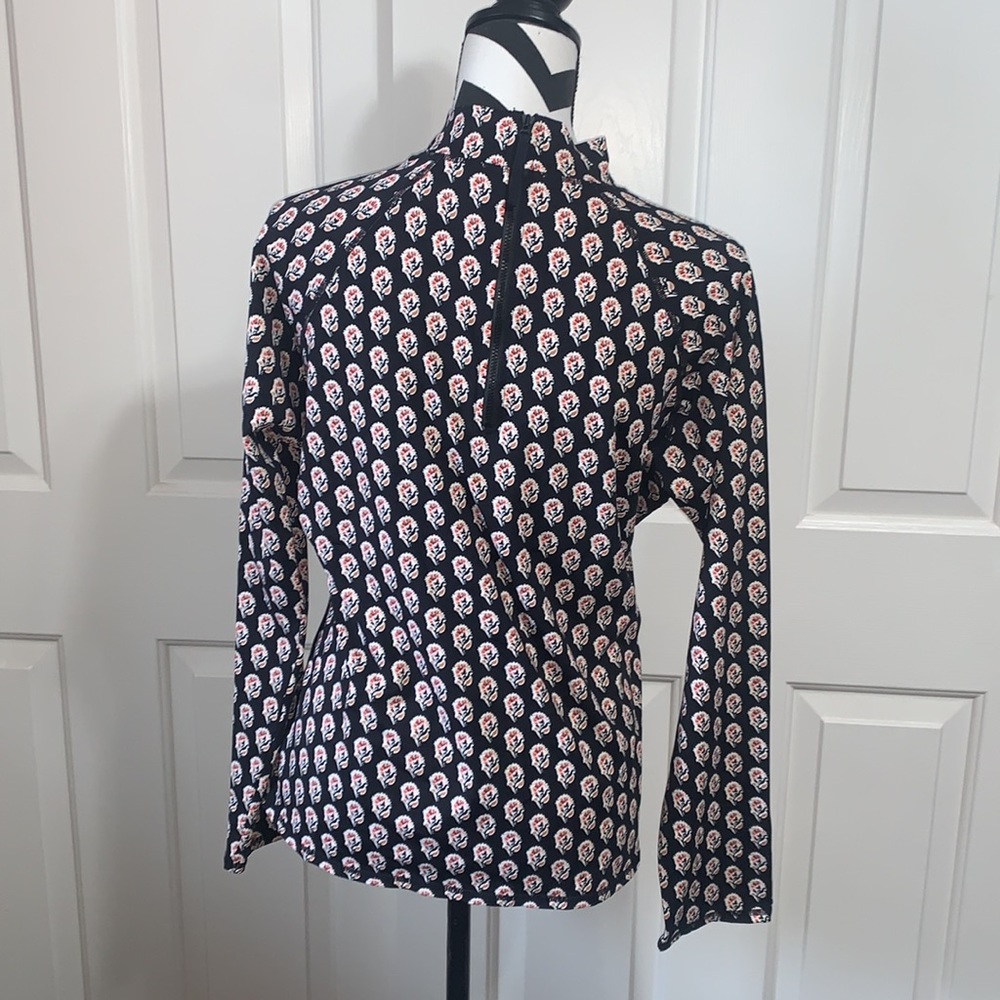Garnet Hill Navy Long-Sleeve Swim Top with Pink & White Floral Print - Picture 3 of 6